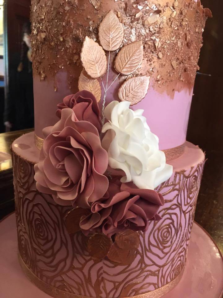 Rose gold and Dusky pink 4 tier wedding cake - Lily Rose Cakes